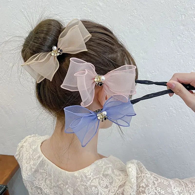 Horquilla elegante con flores y perlas para mujer, accesorios para el cabello para mujer, diadema giratoria, peinado, palo para el cabello,