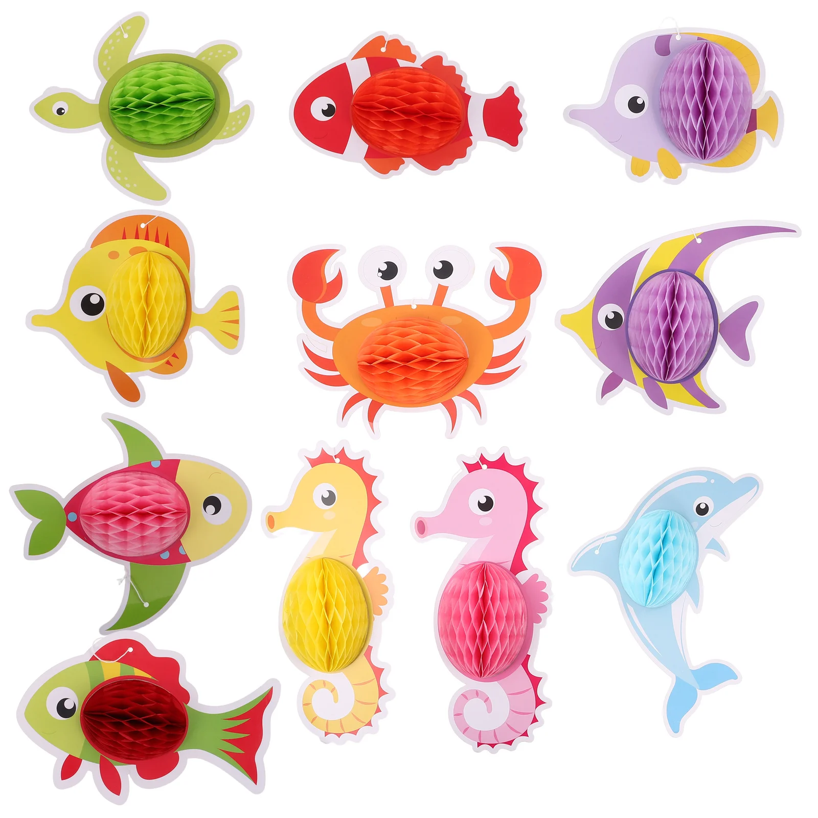 

11Pcs Ocean Theme Hanging Decor Sea Animal Honeycomb Centerpieces for Summer Pool Party Beach Event Nautical Decoration Supplies