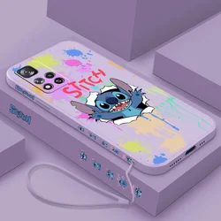 Graffiti Stitch Disney For Xiaomi Redmi Note 11 12 13 E T S Pro Plus 4G 5G Liquid Left Rope Phone Case Shell Soft Cover Capa