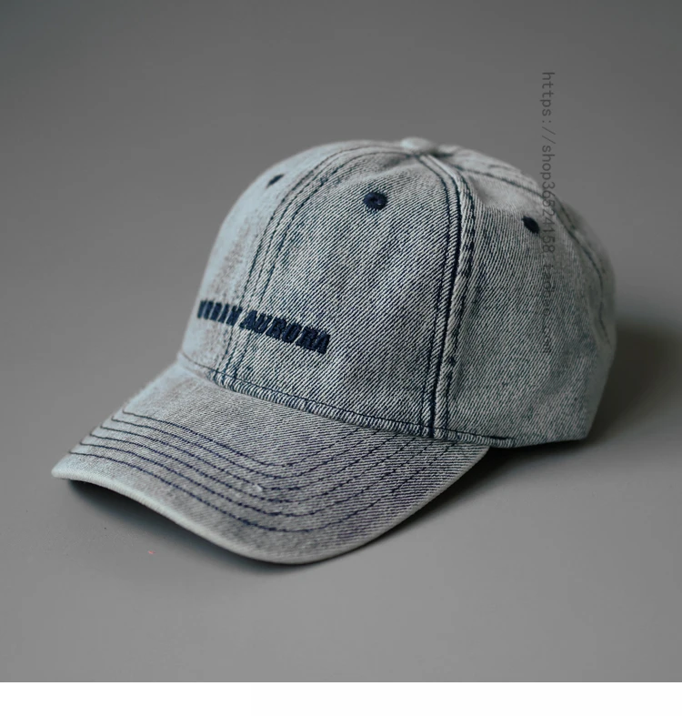 Street Retro Washed Distressed Denim Baseball Cap Men and Women Couple Simple Letters Embroidered Peaked Cap