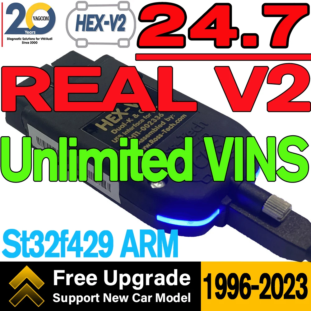 2024 Newest Unlimited VINs VCDS 24.7.1 Diagnostic Coding VAG COM VAG HEX V2 Hardware Interface FOR VW AUDI Skoda Seat Real V2