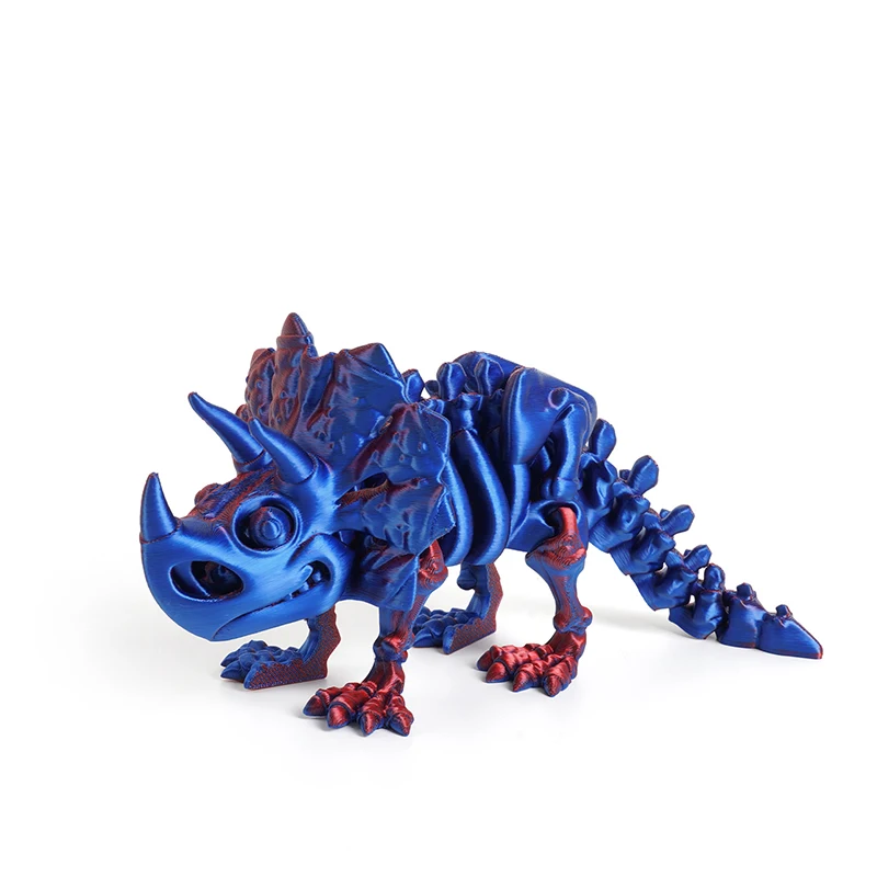 3D Printed Triceratops Jurassic Dinosaur Skeleton Deformation Ornaments Joint Movable Creative Figurine Gift Children's Toy