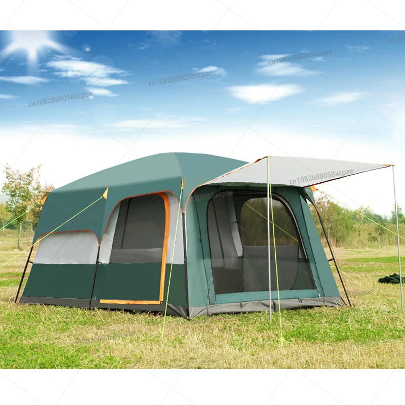 Two bedrooms one living room Double layer rain proof  tent 8-12 person Fully automatic camping tent