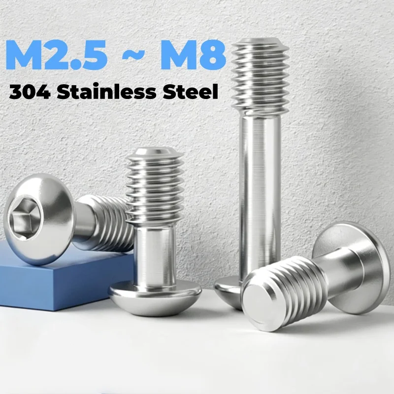 304 Stainless Steel Hex Socket Button Head Captive Screw M2.5 ~ M8 Half Thread Anti-Loosening Bolts Screws Length 8~60 mm