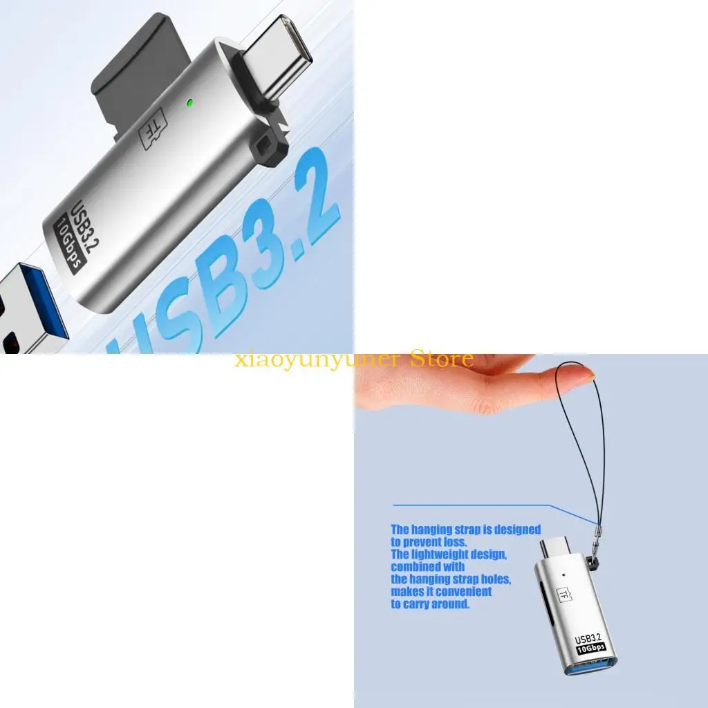 P9JB Metal Type-C MicroSDs Reader with USB Port for Quick Card Access
