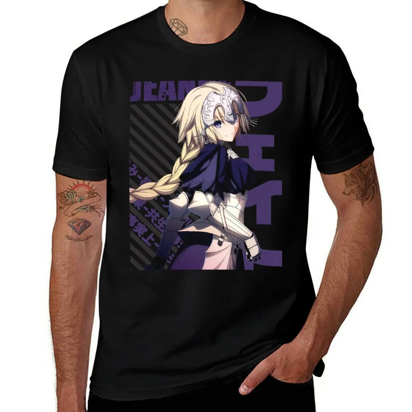 Fate - تي شيرت Jeanne d'arc تي شيرت رجالي فاخر تي شيرت للرجال برسومات السيارات