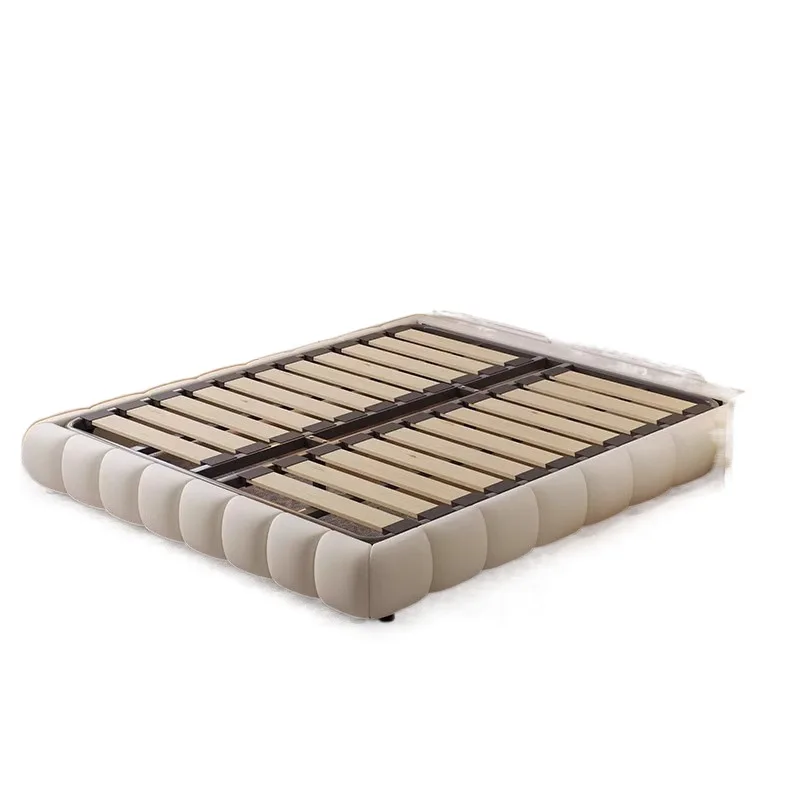 

Cream wind tatami bed cat scratch leather bed modern simple double master bedroom 1.5 meters small apartment children's solid