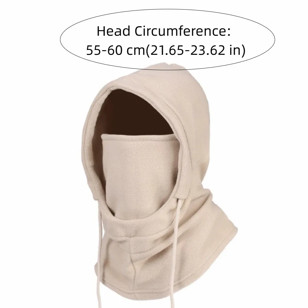 New Year Plush Lined Balaclava Hat Windproof Warm Zipper Closure Face Cover Scarf Hand Washable Thermal Hooded Scarf Motorcycle 6