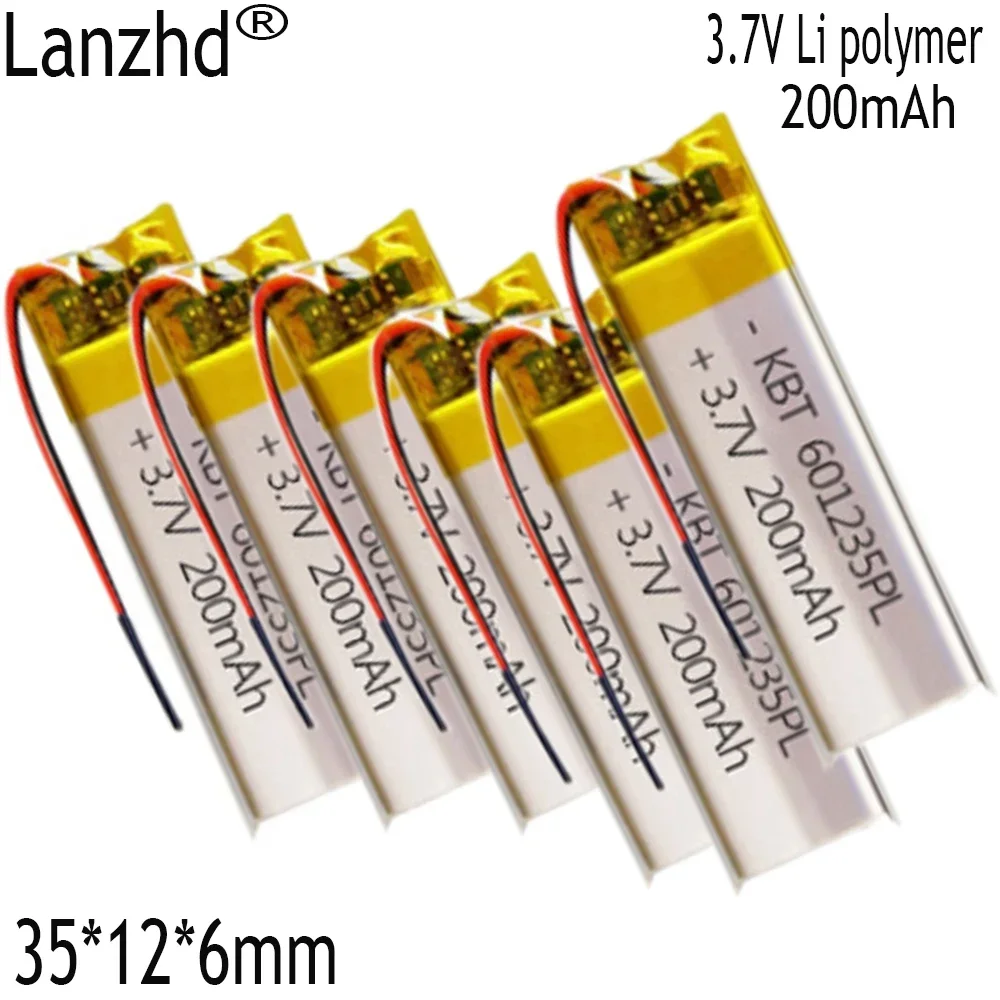 1-10pcs CE Rohs 3.7V 300mAh Rechargeable Battery 601235 Lithium Polymer Li-Po ion batteries DIY Mp3 GPS PSP bluetooth Headphone