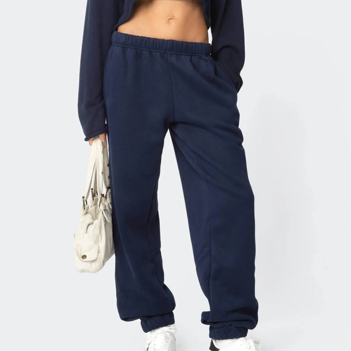 بنطال رياضي فضفاض واسع الساق للنساء، سروال رياضي لليوجا مستقيم الساق، سروال رياضي كاجوال