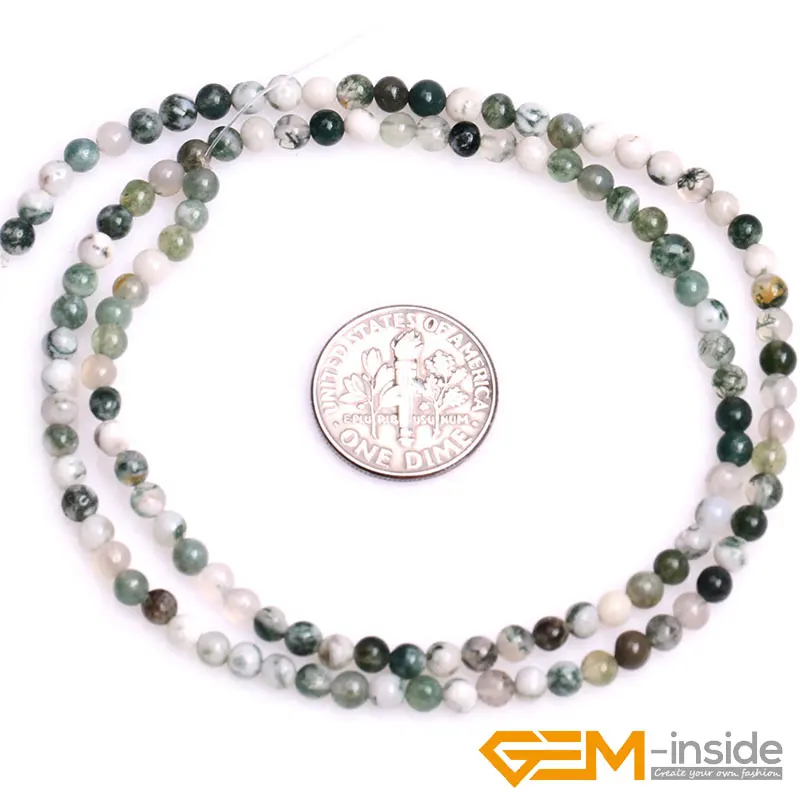 4mm 8mm Round Natural Green Moss Tree Agates Stone Gem Stone Semi Precious Beads DIY Loose Beads For Jewelry Making 15\