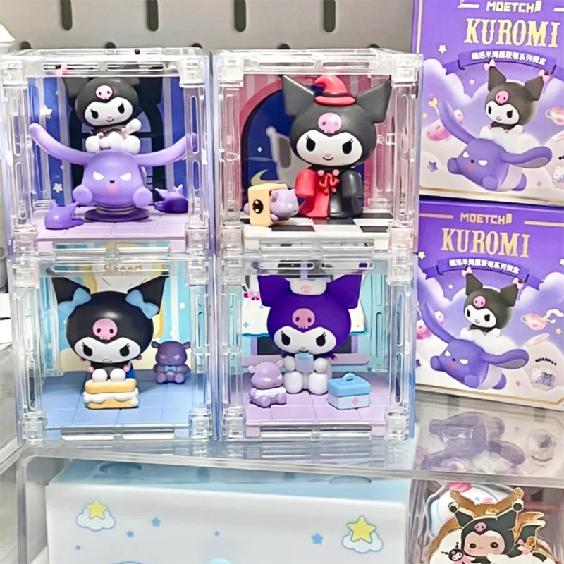 Sanrio Blind Box Kuromi Cukierek albo psikus Śliczna seria figurek anime Miniaturowa scena Urodziny Prezent świąteczny Dec Kawaii Zabawka dla dzieci