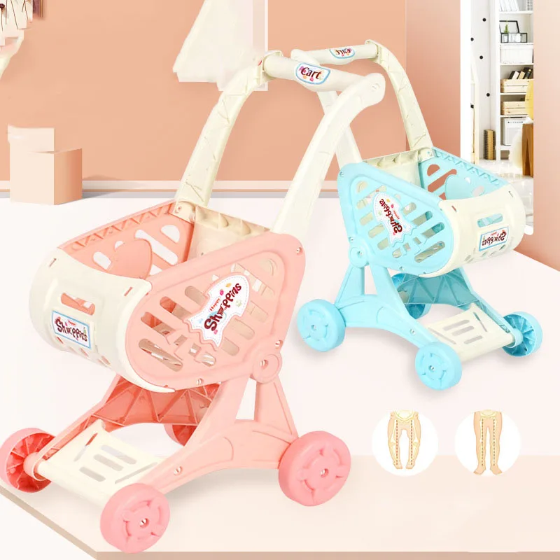 Creativity Kids Shopping Cart Play House Toy Set Baby Simulation Supermarket Trolley Plastics Shopping Cart Toy For Boys Girls