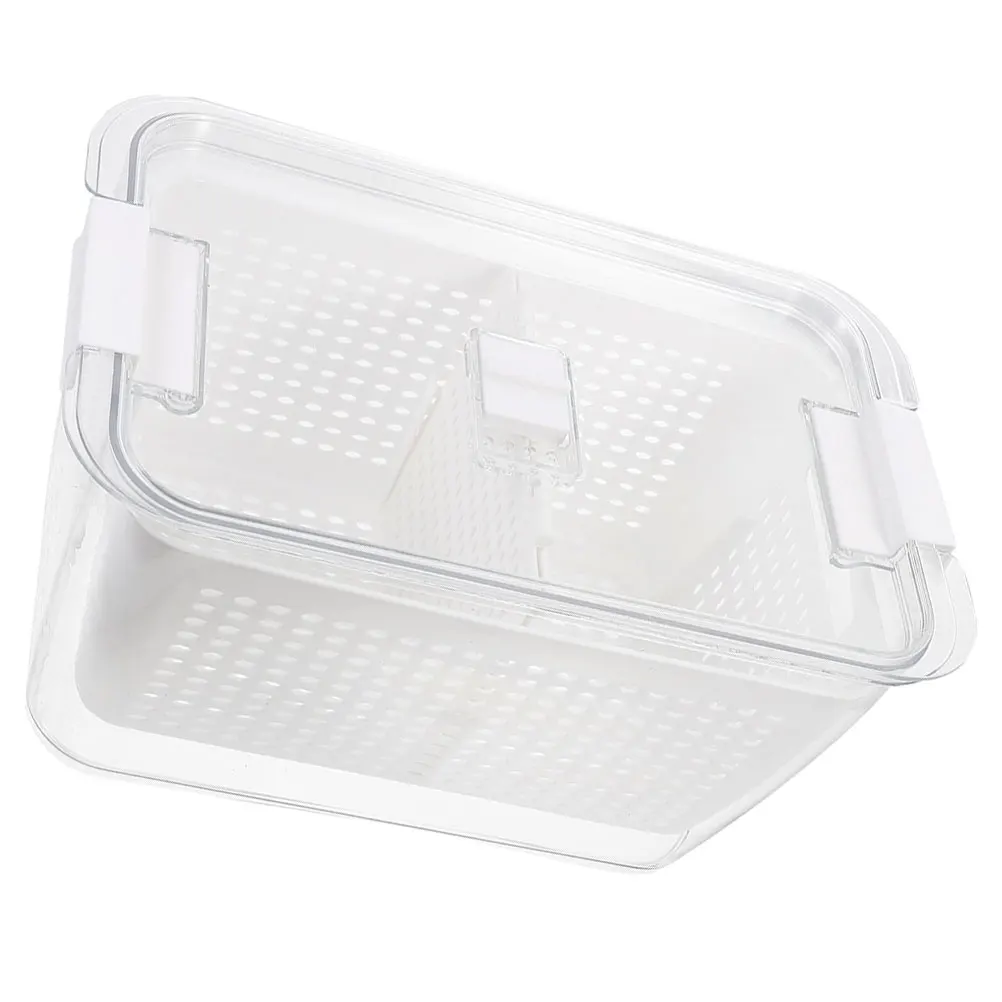 

【】Fresh Vegetable Storage Containers With Drainage Holes Fruit Basket For Fridge Strawberry Grape Berry Container Compact