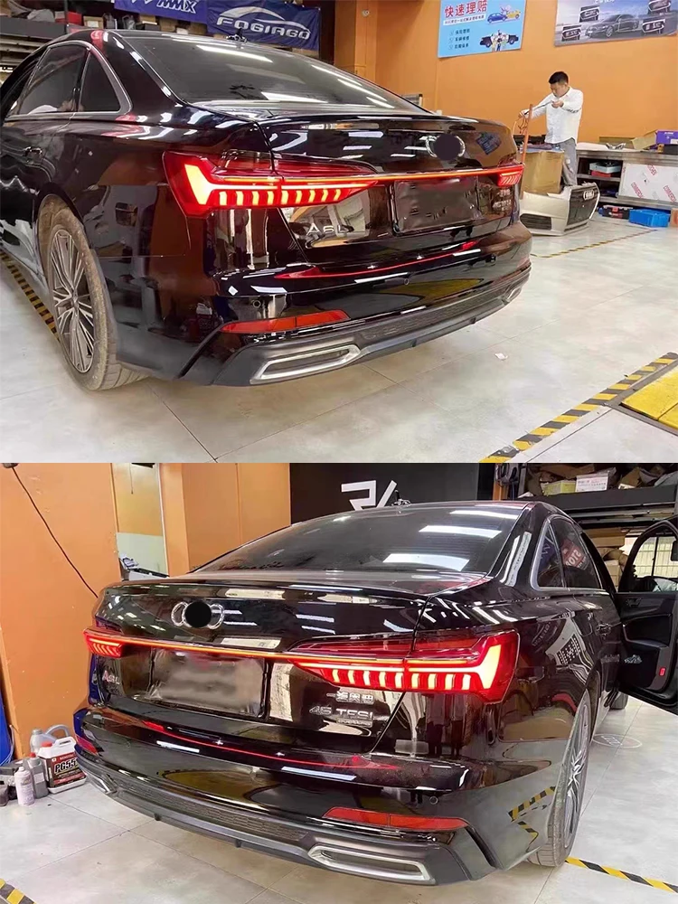 For  Audi A6L runs through the taillights Audi A6 upgrades A8 with dynamic scanning taillights  LED unlocking flowing light A6C8