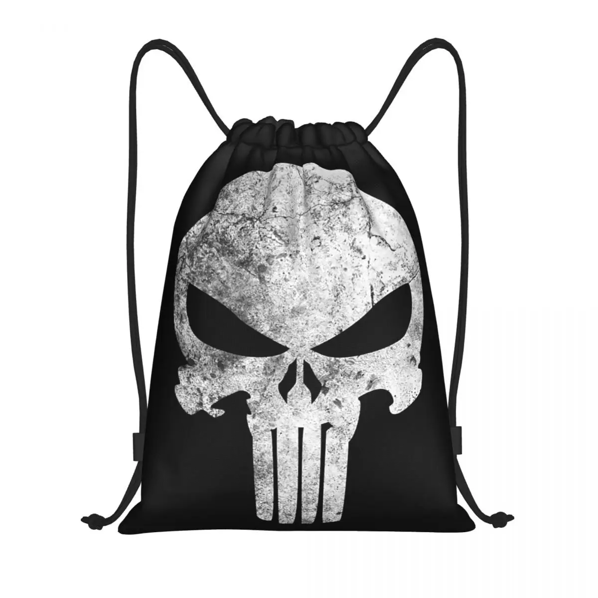 Custom Punisher Skull Drawstring Bag Women Men Lightweight Sports Gym Storage Backpack