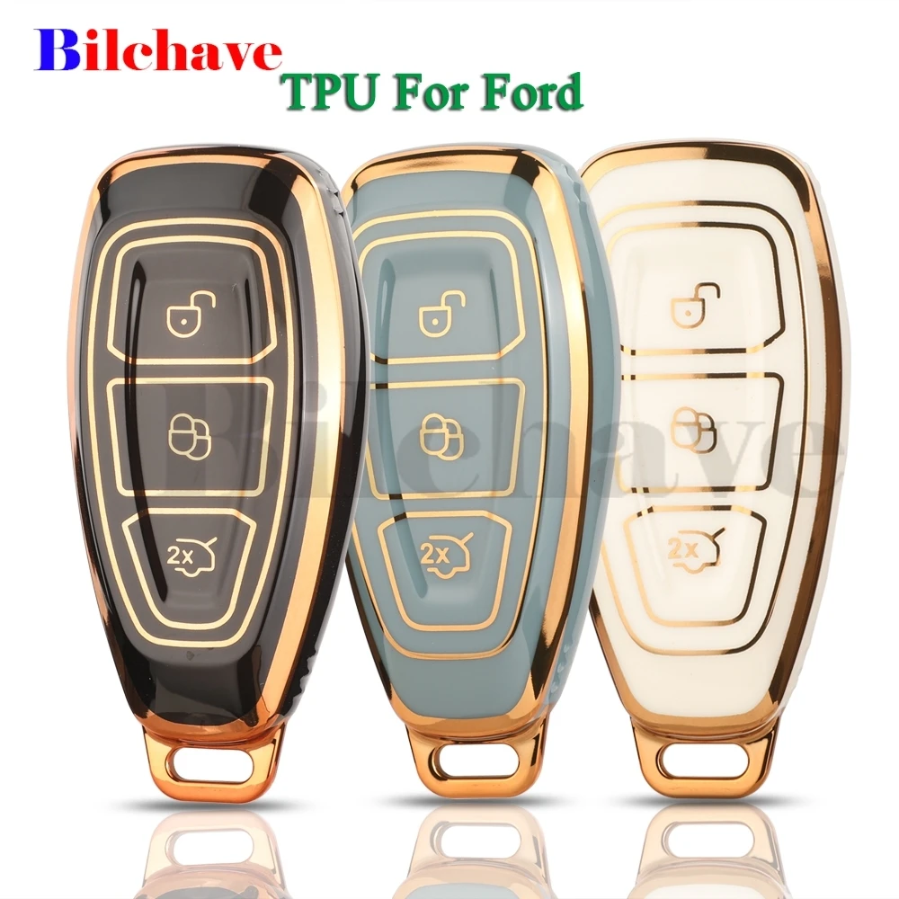 

jingyuqin TPU For Ford Focus 3 4 ST Mondeo MK3 MK4 Fiesta Fusion Kuga 2013 2014 2015 2017 2018 Car Remote Key Shell Case Cover
