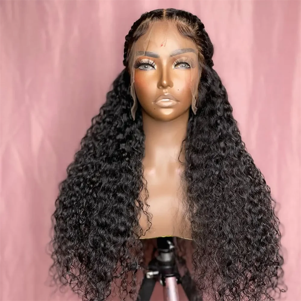 

Long Soft Natural Black Glueless 26Inch Kinky Curly Lace Front Wig For Women With Baby Hair Synthetic Preplucked Glueless Daily
