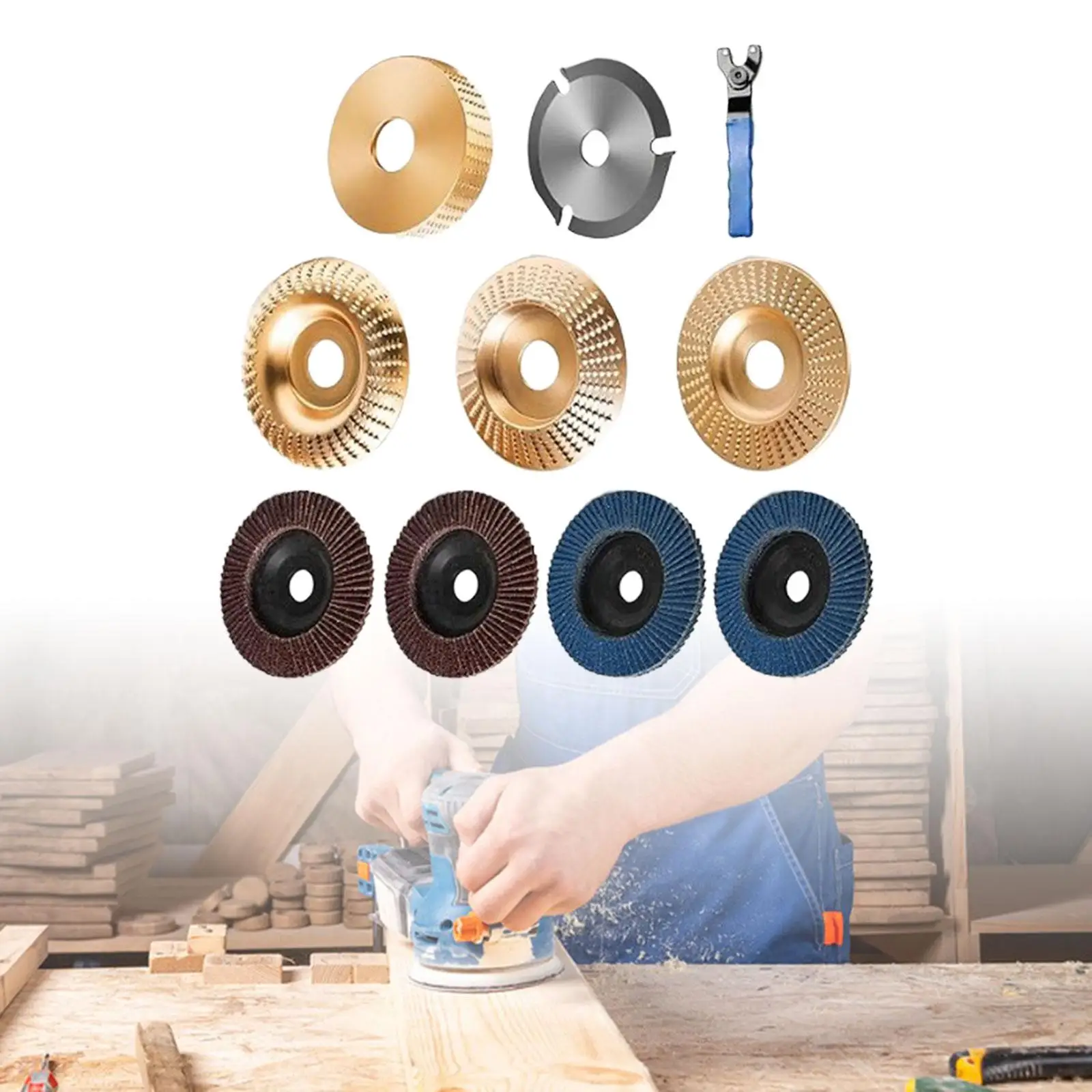 Wood Carving Disc Set Practical with Grinder Wrench High Performance Wear Resistant Grinding Wheel Shaping Discs Cutting Wheels