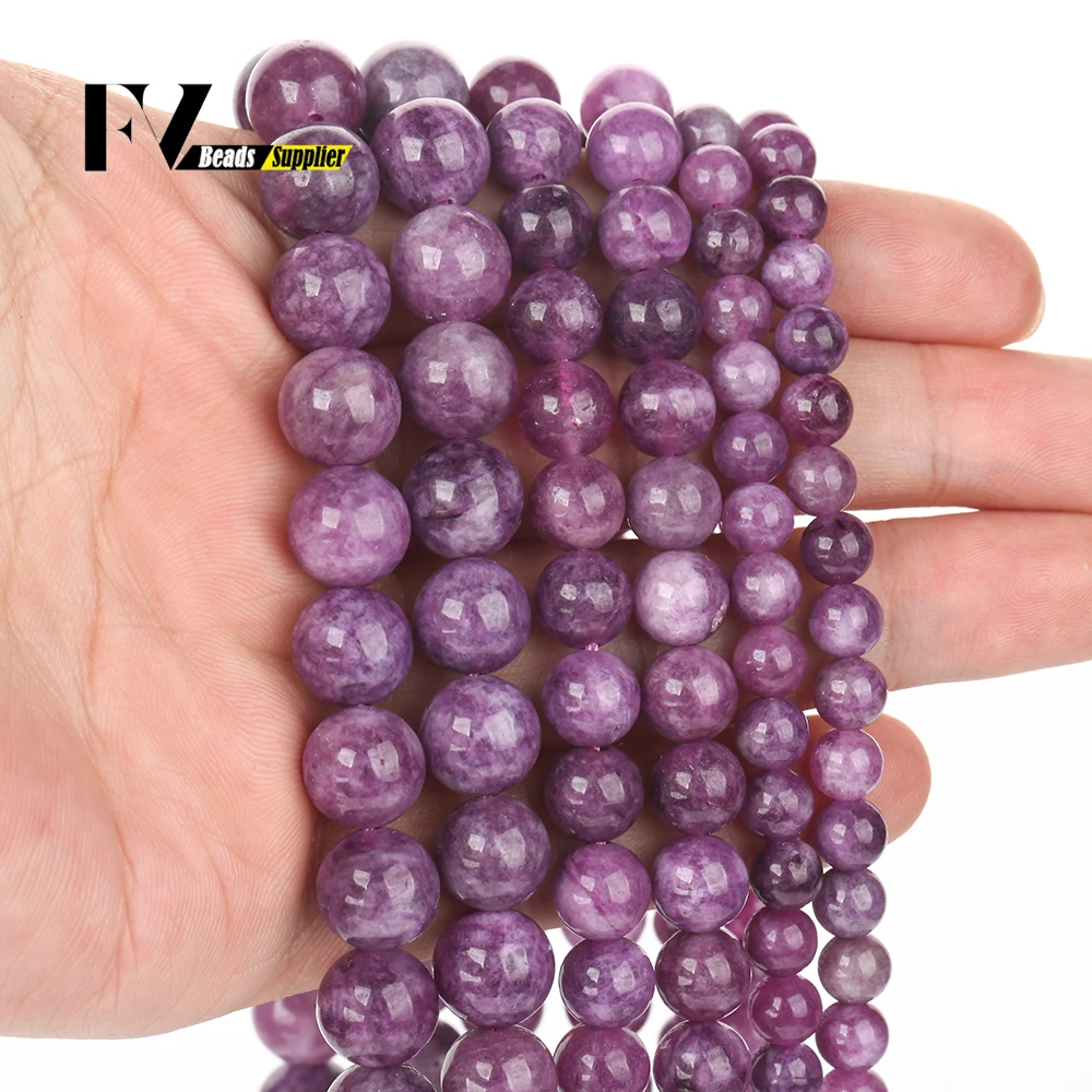 6/8/10mm Natural Stone Beads Lepidolite Jades Round Loose Spacer Beads for Jewelry Making Diy Bracelet Handmade Accessories