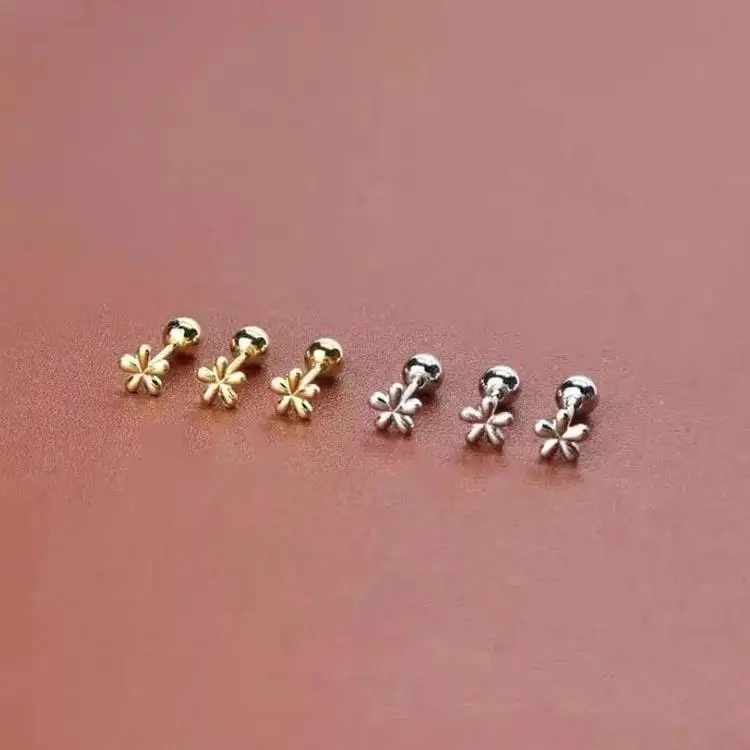 Korean Fashion Stainless Steel Cartilage Lobe Earrings For Women Mini Sweet Flower Stud Earring Tiny Body Piercing Jewelry Gifts