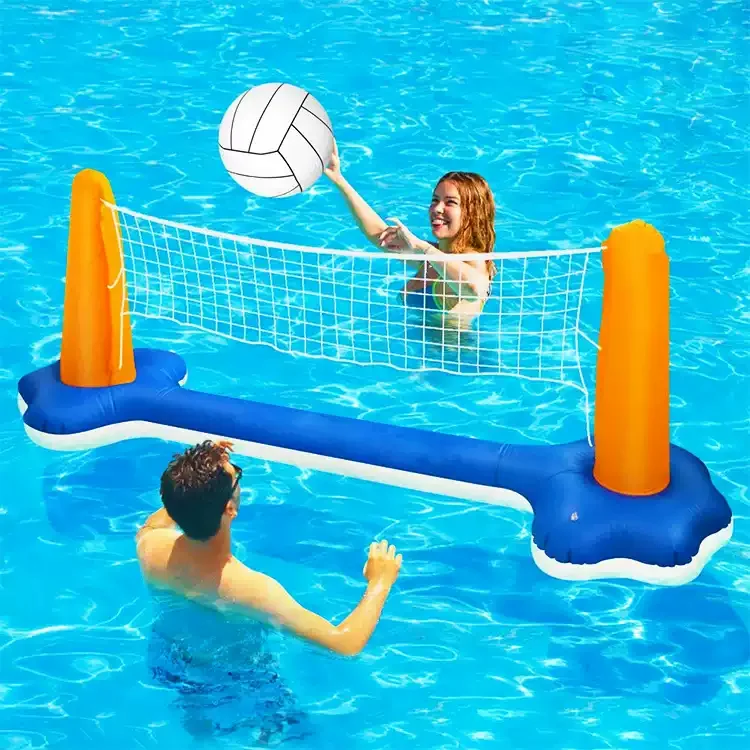 1pcs Large Inflatable Pool Raft Set with Volleyball Net Basketball Hoop Floating Water Games