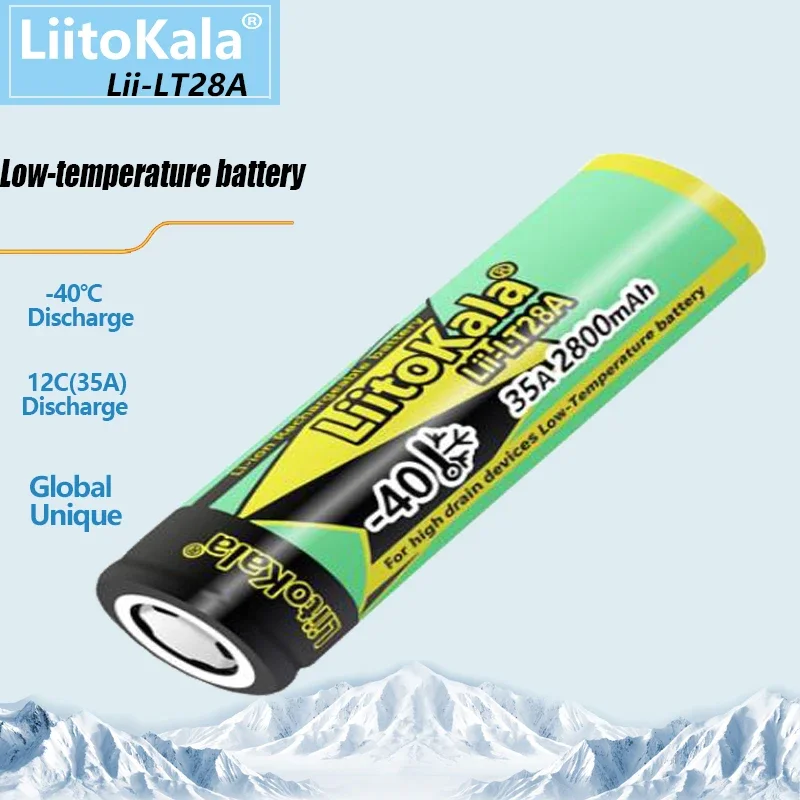 2PCS LiitoKala Lii-LT28A 18650 2800mah 3.7V Rechargeable Battery 45A High Power Discharge for -40° Low-temperature Battery