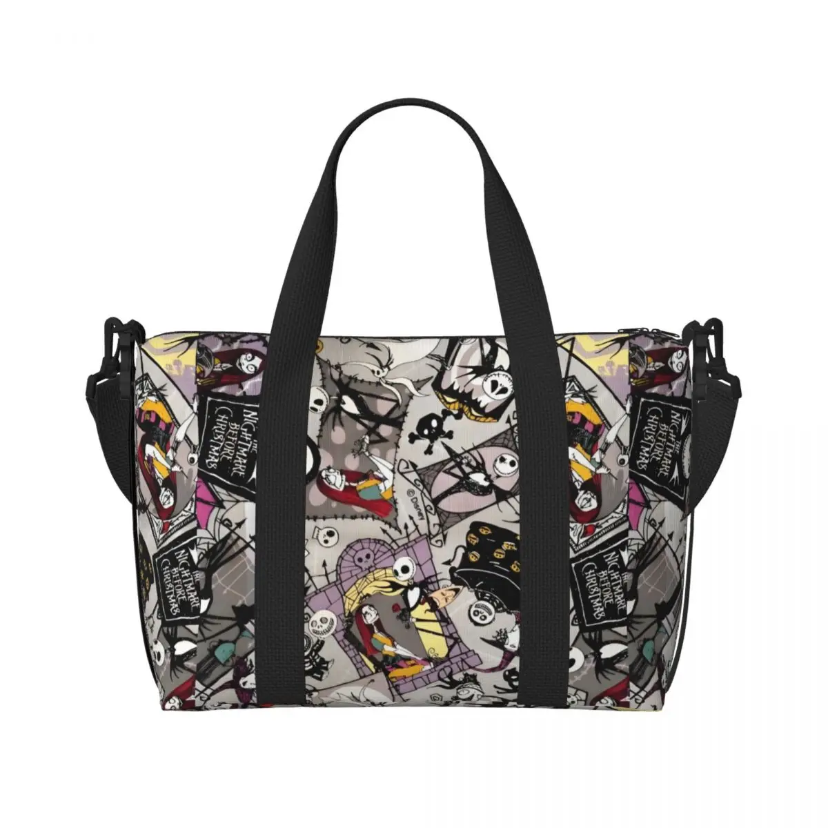 

Изготовленная на заказ сумка для покупок Джека Скеллингтона, женская большая вместительная сумка для покупок, Король тыквы, Хэллоуин, город, тренажерный зал, пляжные дорожные сумки