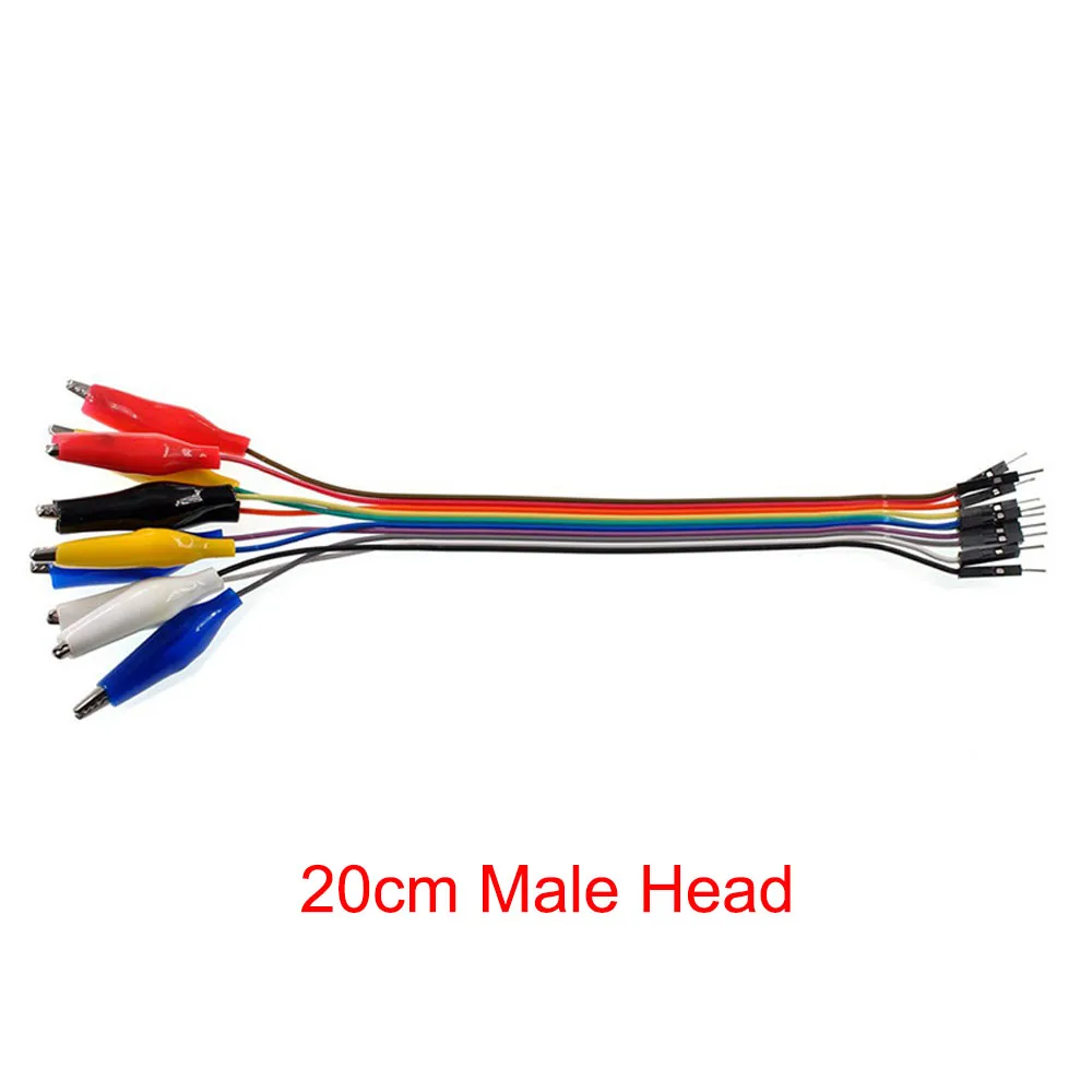 20 سنتيمتر 30 سنتيمتر 10Pin التمساح كليب دوبونت سلك ذكر/أنثى التمساح كليب اختبار الرصاص سلك توصيل معزز خط كابل لاردوينو التوت بي