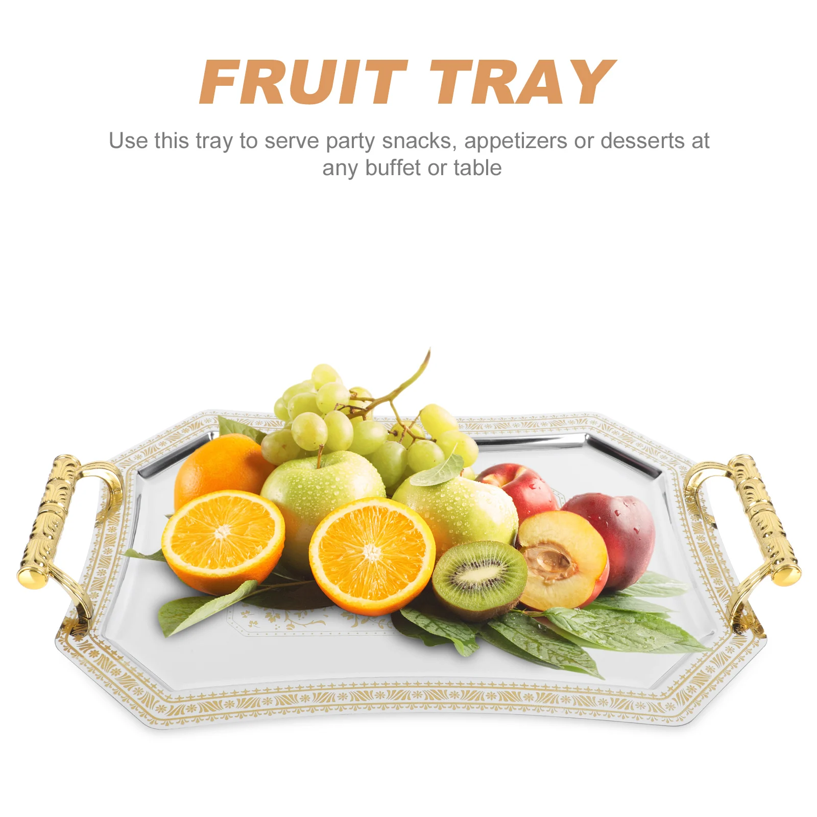 

Golden Tray Stainless Steel Decorative Storage Tray for Wedding Dessert Table European Style Appetizer Serving Plate Home Decor