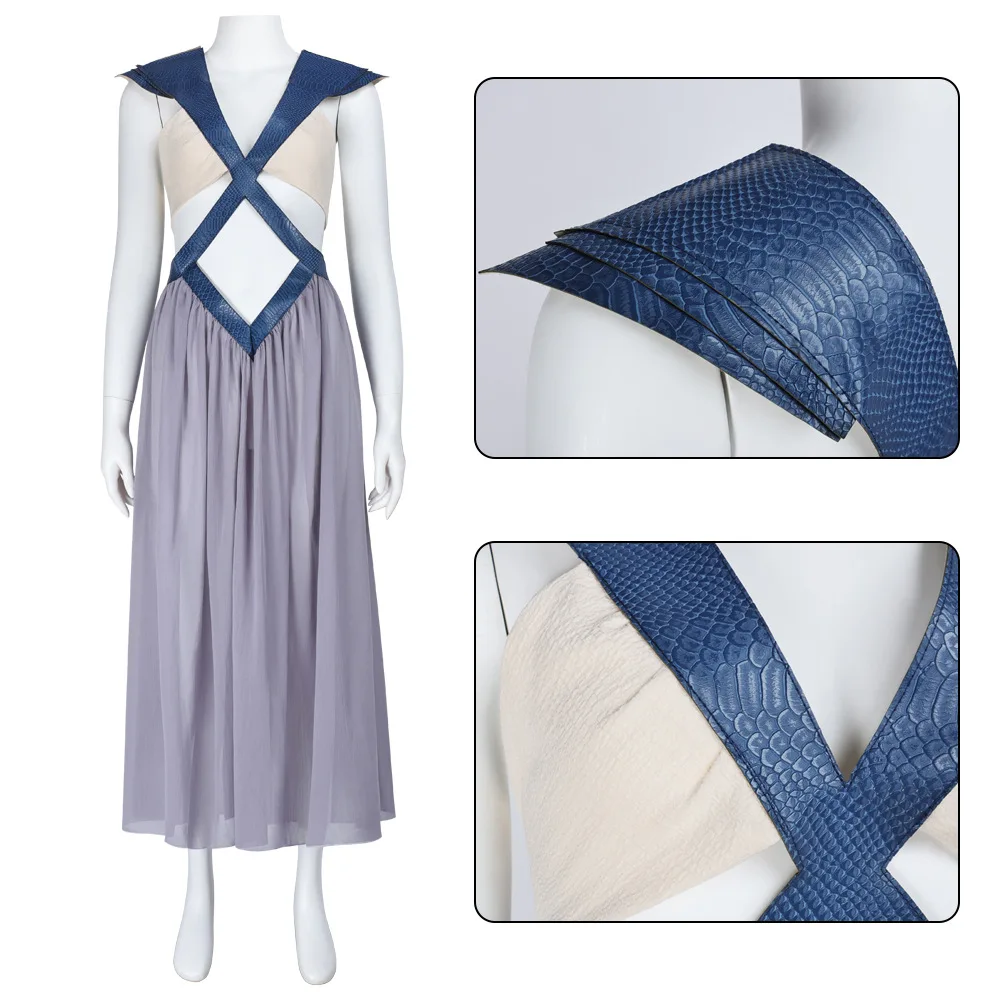 

Известный костюм для косплея по фильму WHH: платье Дейенерис с открытой спиной для женщин, наряд для Хэллоуина, карнавала, ролевых игр и вечеринок