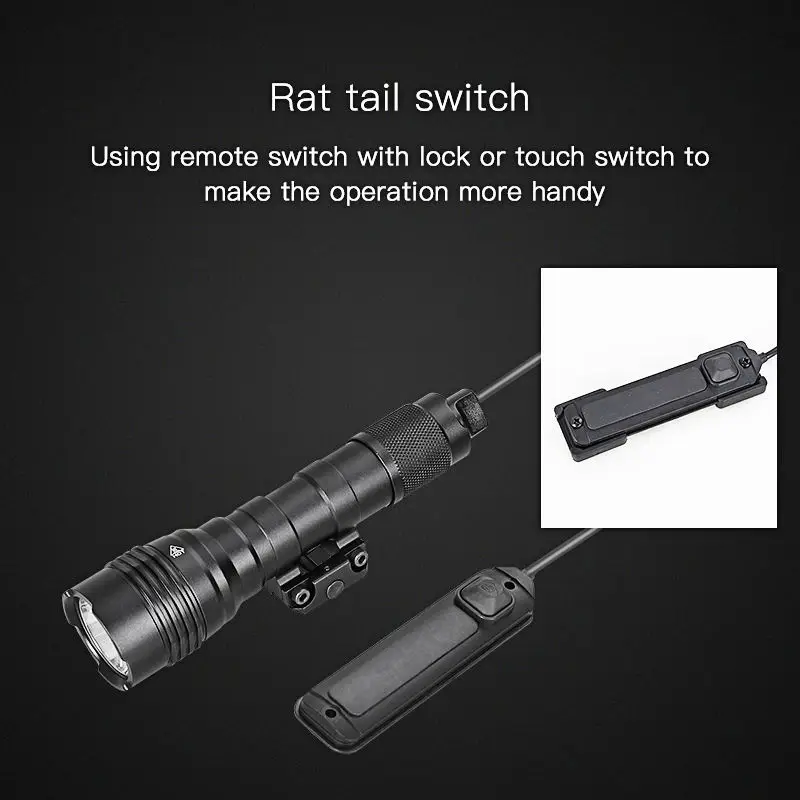 1000 Lumens Tactical Flashlight with Remote Pressure Switch High Power LED Rifle Weapon Light for 20mm Picatinny Rail