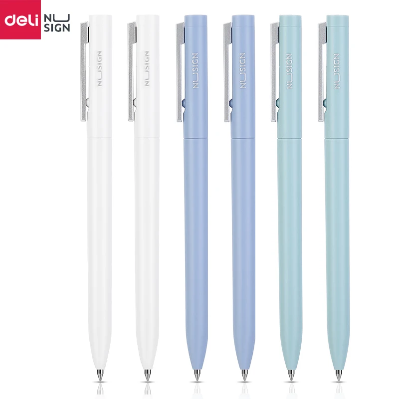 Deli Nusign Solid Color Gel Pens 0.5MM Black Ink Rotate Bullet boligrafo Gel Smooth Writing Ball Pen Kawaii Stationery Supplies