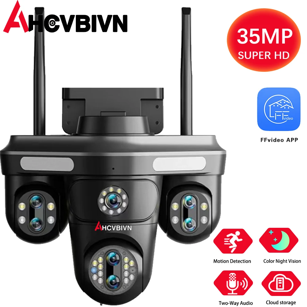 

7 объективов 4 экрана Max Ultra HD 18K 35MP 3PTZ 30-кратный оптический зум Открытый Wi-Fi IP CCTV Сеть безопасности Беспроводные камеры наблюдения