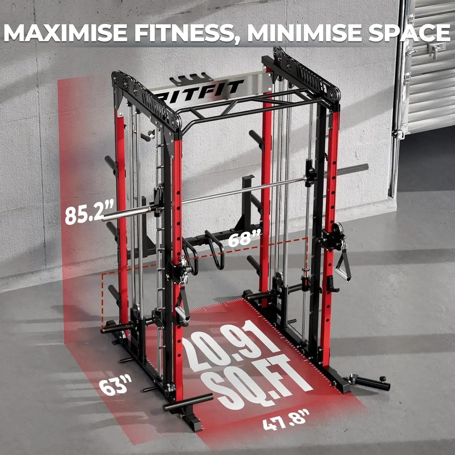 M1 Pro Smith Machine Cable Crossover Power Cage Home Gym, Customized