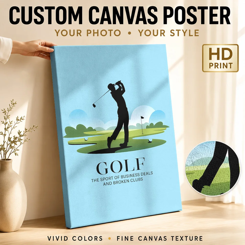 Golf - The Sport of Business, Networking & Success Framed Canvas Print Poster Custom Text Wall Paintings Decoration for Office