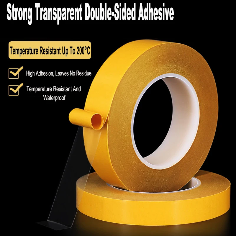 50M High Temperature Resistance PET Double Sided Tape No Trace Transparent Heat Resistant Strong Double-Sided Adhesive Tape 1PCS