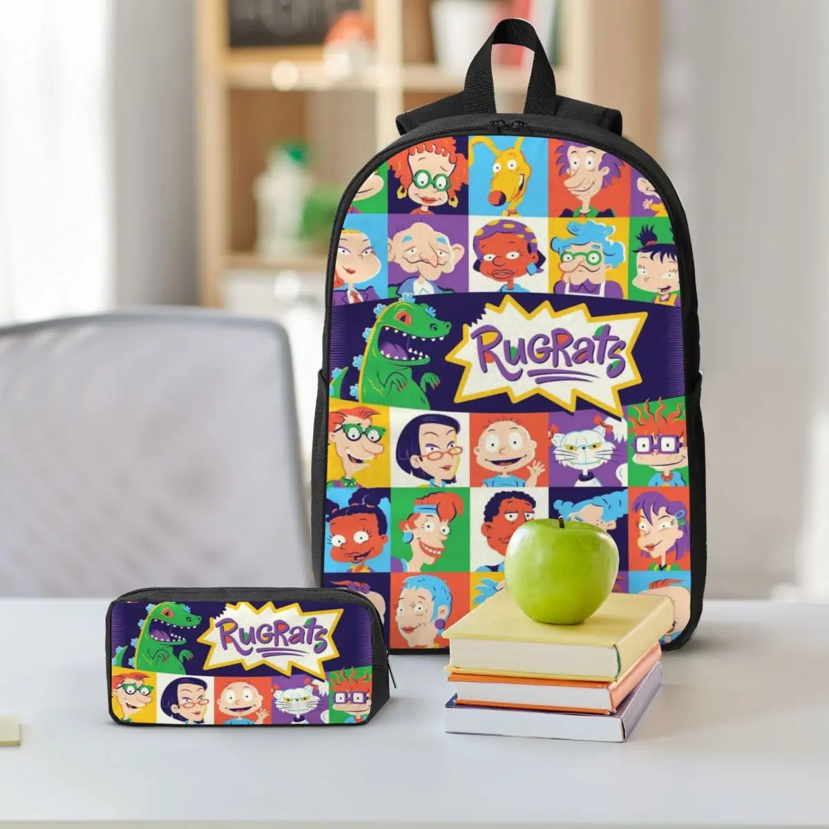 3 قطعة مجموعة حقائب الظهر Rugrates Chuckie Finster للفتيات والأولاد أكياس القلم مجموعات حقائب الكتب مع صندوق الغداء لطلاب المدارس حقيبة الظهر
