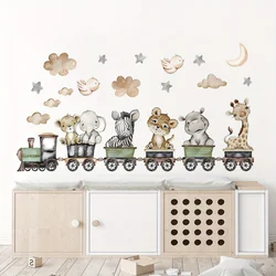 1pc Cartoon Animals Elephant Leopard Giraffe Train Wall Stickers for Children's Room Decor Kids Room Living RoomDecoration