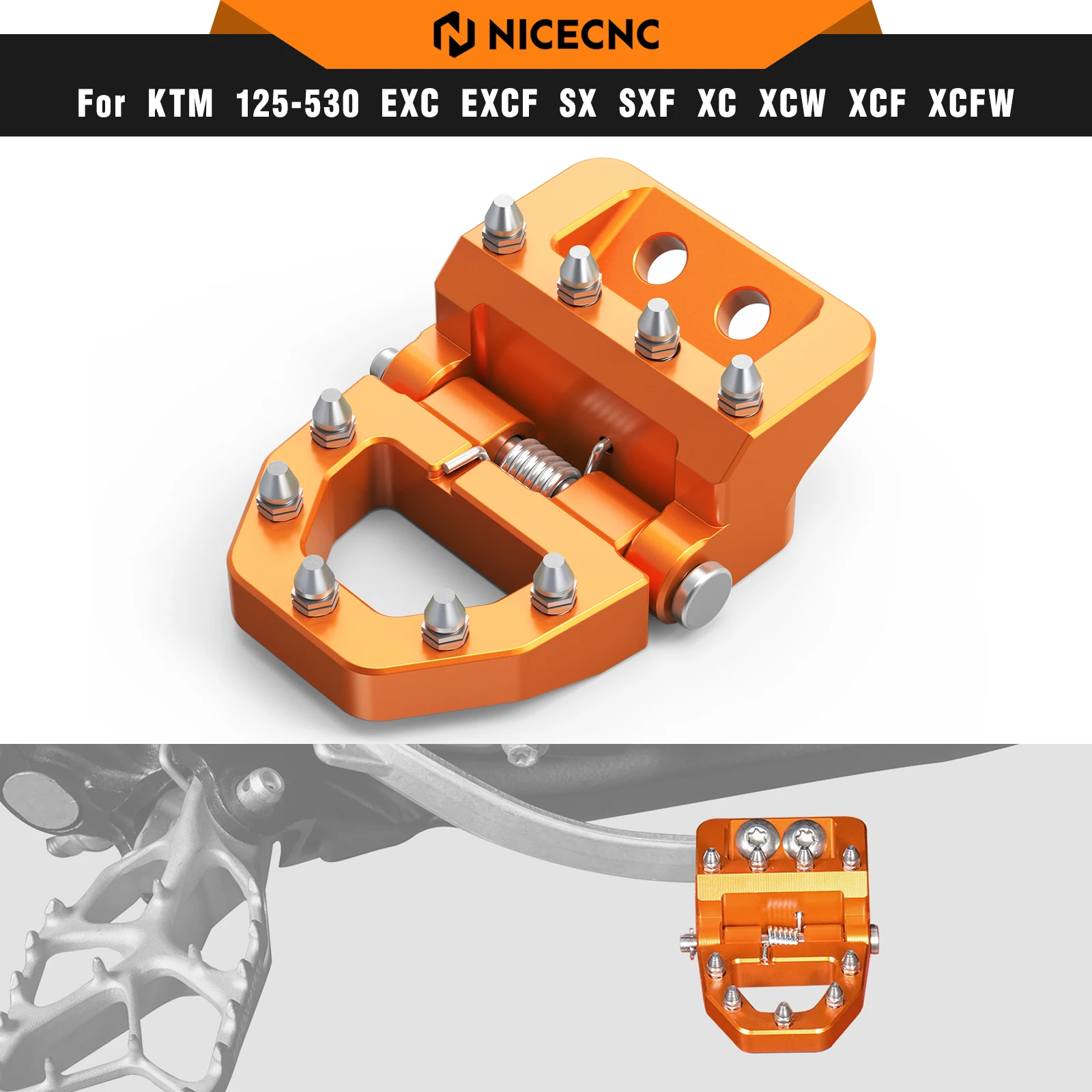

NICECNC For KTM EXC 300 2017-2024 Folding Stepped Brake Pedal Step Plate For KTM EXCF 350 SX 125 SXF 450 XC XCF XCW TPi SIX DAYS
