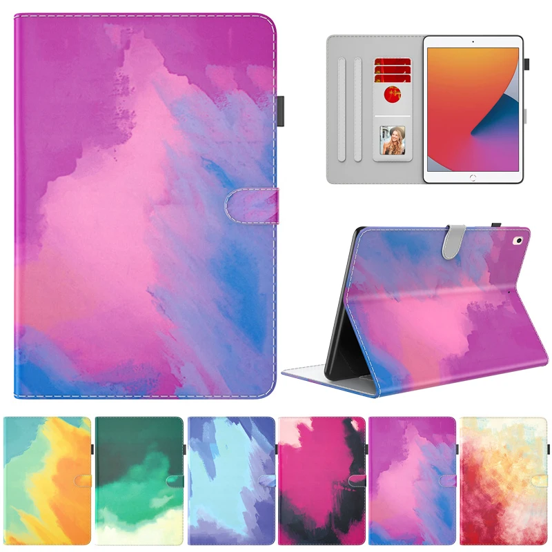 For ipad 10.2 7/8 generation funda Tablet case Painted PU Leather stand flip Cover Coque For ipad 10 2 2021 9th gen Caqa cover