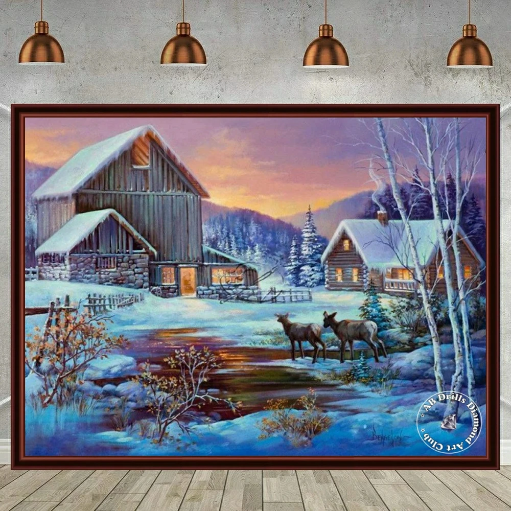 Countryside Landscape 5D DIY AB Diamond Painting Embroidery Art Cross Stitch Mosaic Handicraft Craft Home Decor Children's Gift