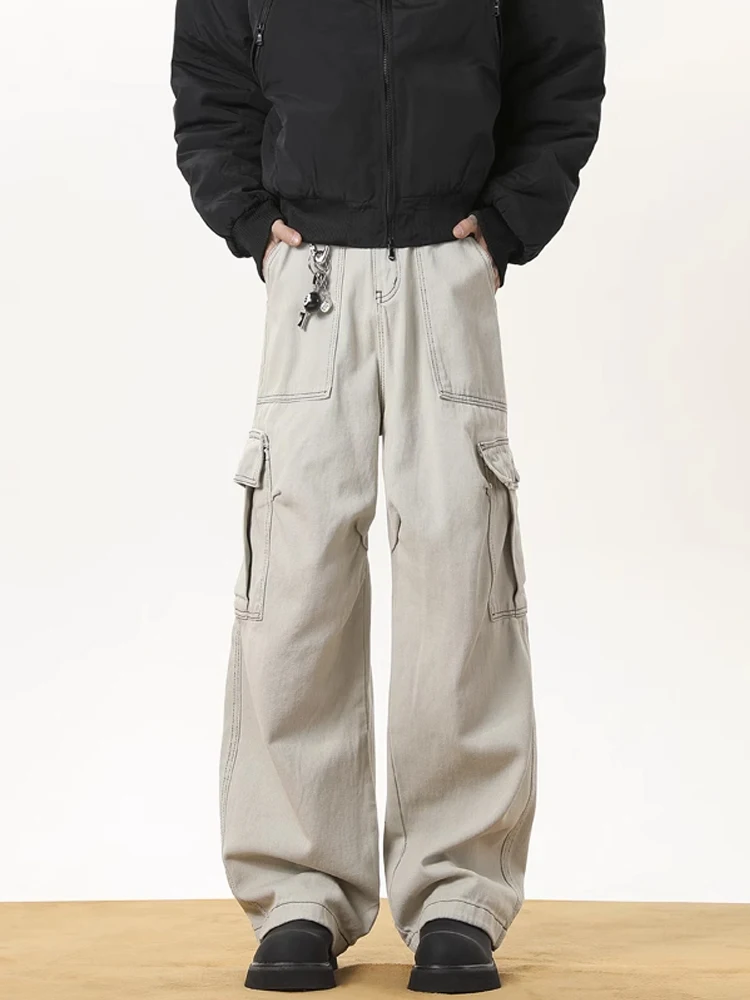 Pantaloni da lavoro retrò americani Pantaloni larghi a gamba dritta da uomo Autunno Inverno Faion Brand Haome Pantaloni lunghi a gamba larga
