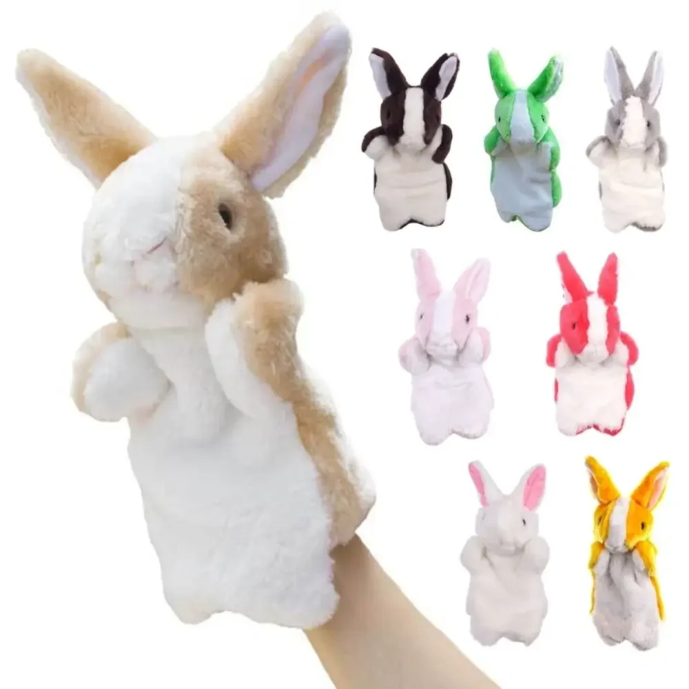 Marioneta de dedo de conejo de dibujos animados para niños, Animal de peluche suave lindo, juguetes de enseñanza de Educación Temprana, regalos de moda, 8 colores