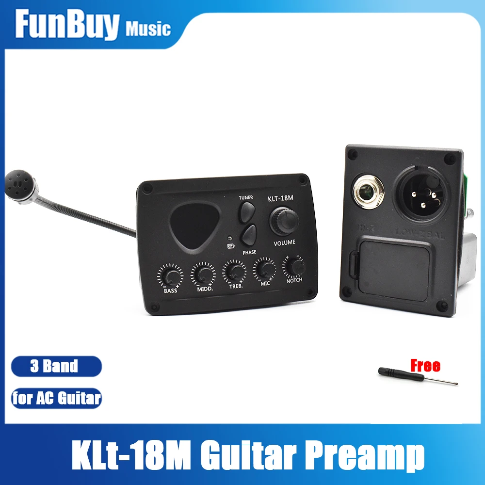 KLT-18M 3 Band Acoustic Guitar Pickup with Microphone Board for  6 Strings Folk Guitar Accessories 1Pc Free Screwdriver