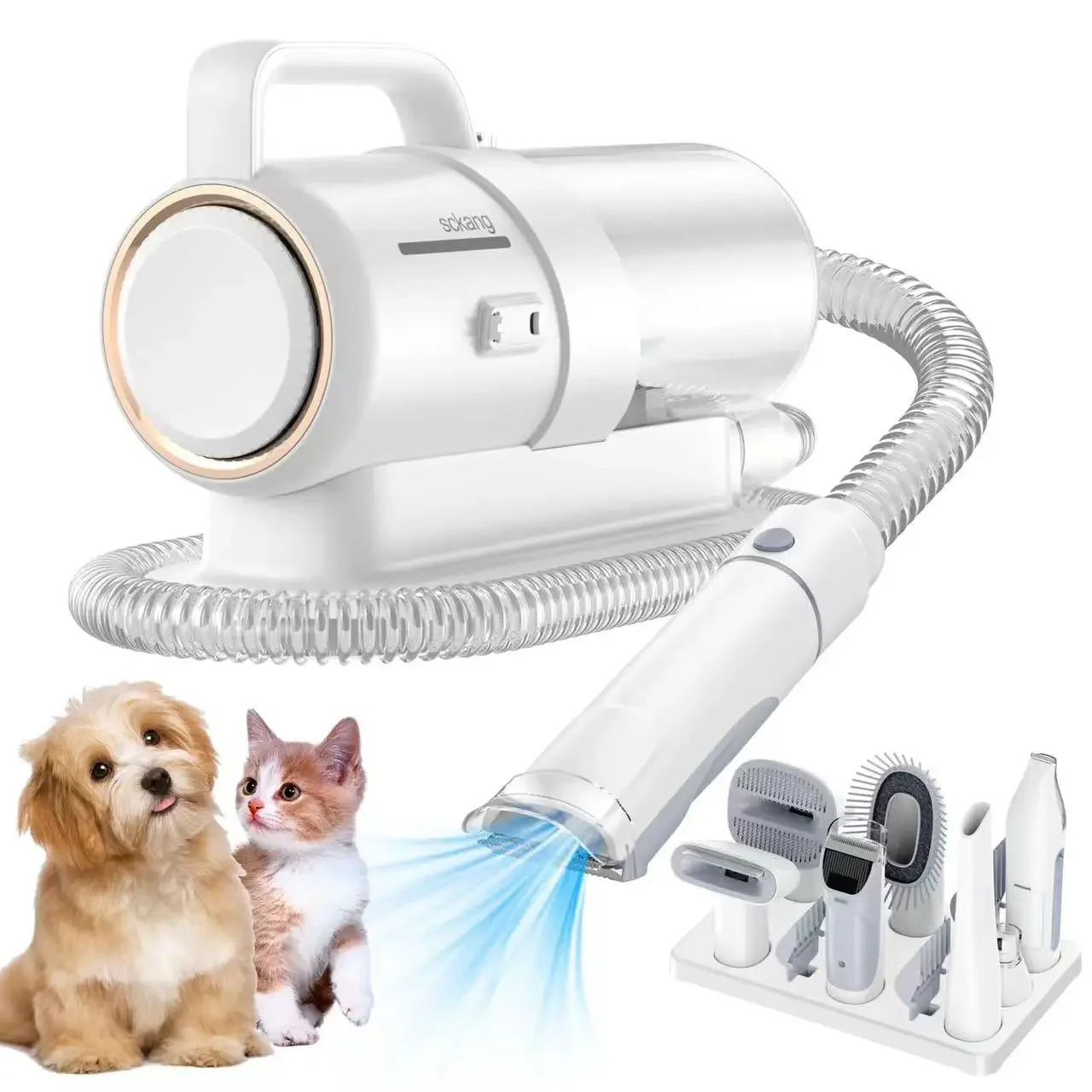 Dog groom Kit &Vacuum Suction 99% Pet Hair Professional Clippers with 5 Proven Grooming Tools for Dogs