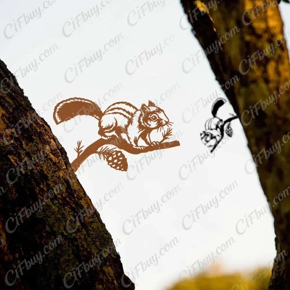 CIFBUY Metal Chipmunk Silhouette Garden Stake Iron Outdoor Yard Ornament Animal Accent Home Garden Decor