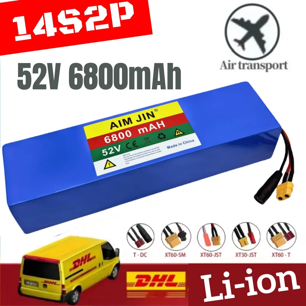 100% new original 52V 6.8AH 14S2P lithium battery 52V 6800mAh high capacity 1000W  For lectric scooter battery built in BMS