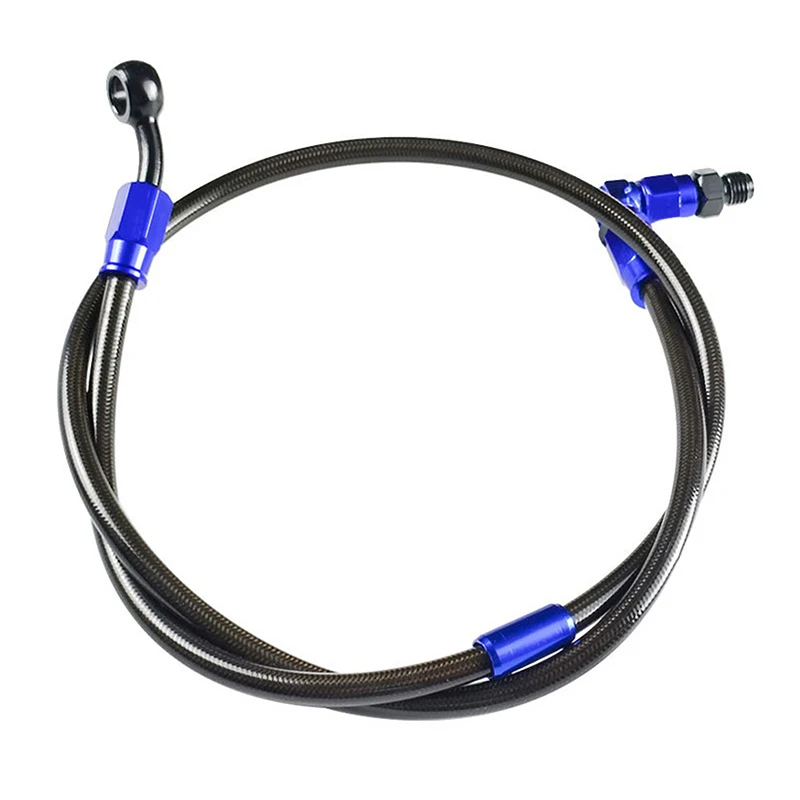 Universal 90cm Motorcycle Brake Clutch Oil Hose Line Pipe Blue Hydraulic Reinforced Stainless Steel Braided Hose