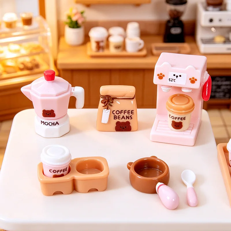 100pcs Kawaii Resin Cartoon Coffee Machine Cup Soup Series DIY Decor Dollhouse Accessories
